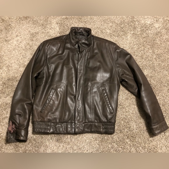 VTG REED Brown LEATHER BOMBER JACKET ZIP OUT Thinsulate LINER MEN'S 40R EUC! - Picture 1 of 12